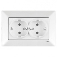 Розетка двойная с заземлением белая VIKO MERIDIAN 90970056-WH